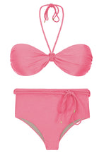Load image into Gallery viewer, Product Front: Rio De Sol Ensemble Set Shimmer-Confetti Twist Belted-High-Waist
