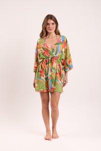 Model Front: Rio De Sol Robe De Plage Tropical Kaftan Bel
