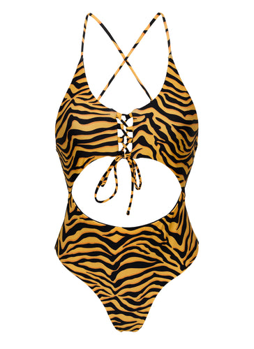 Product Front: Rio De Sol Une Pièce Wild-Orange Ivy Strap