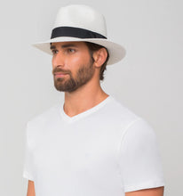 Load image into Gallery viewer, Model Back: Uv Line Chapeau Panama Chapeu Shanghai Imp Uni Branco/Preto
