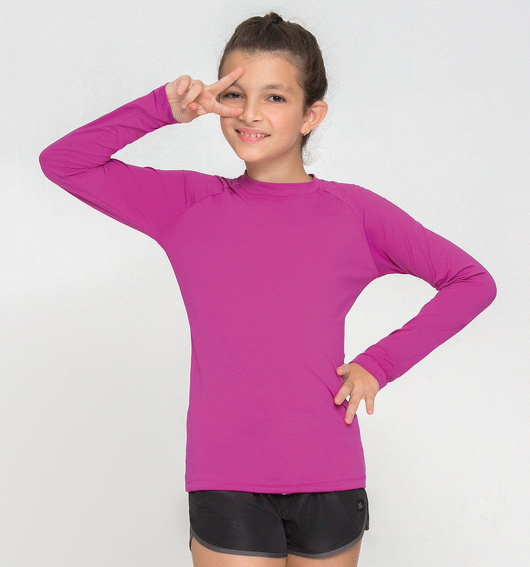 Model Front: Uv Line T-Shirt Kids Fpu50+ Uvpro Long Sleeve T-Shirt Pink Uv