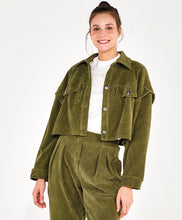 Load image into Gallery viewer, Jaqueta Cropped Colete Stretch Verde Kalamata
