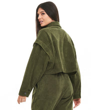 Load image into Gallery viewer, Jaqueta Cropped Colete Stretch Verde Kalamata
