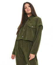 Load image into Gallery viewer, Jaqueta Cropped Colete Stretch Verde Kalamata
