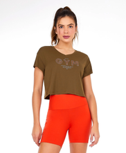 Load image into Gallery viewer, Cropped Skin Fit T-Shirt Gym Verde Olive
